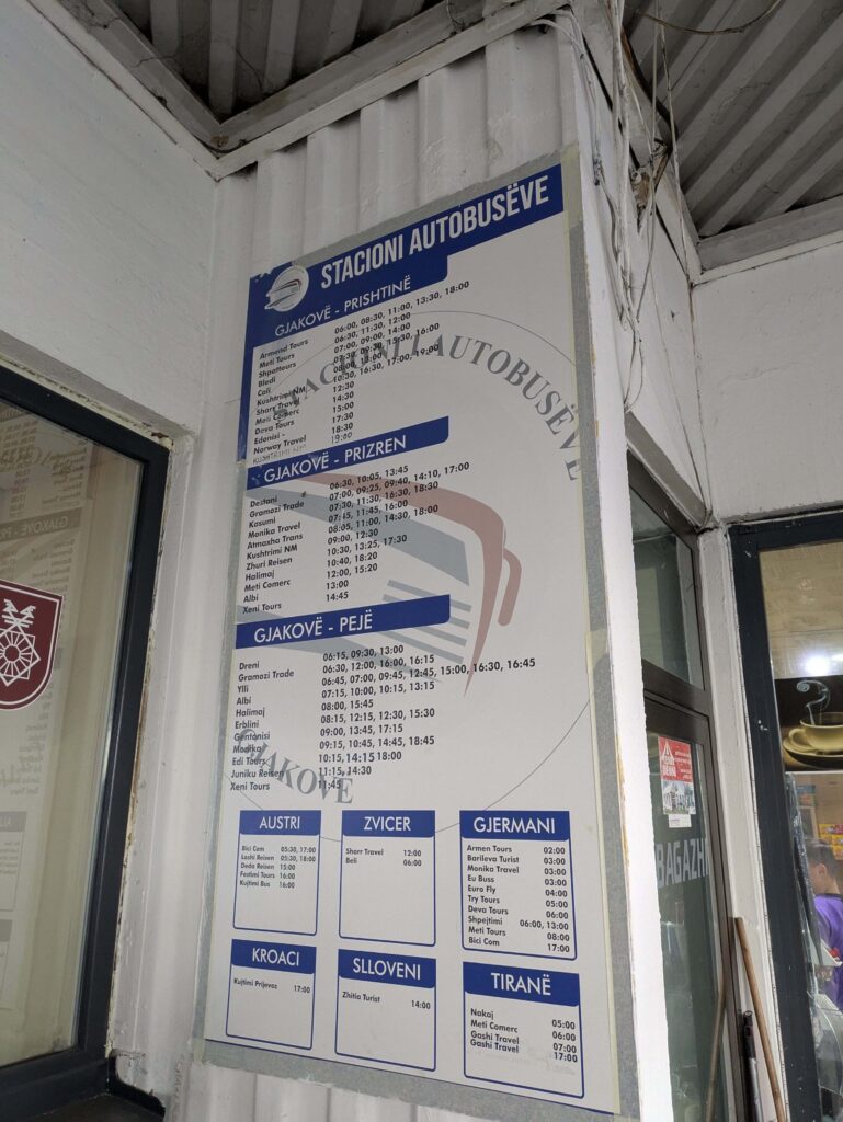 bus time table kososvo
